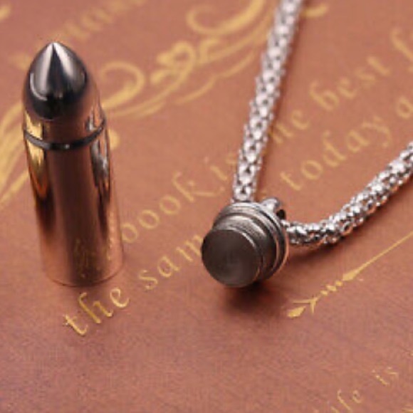 1 LEFT🖤 BULLET MEMORIAL KEEPSAKE PENDANT NECKLACE - Picture 4 of 5